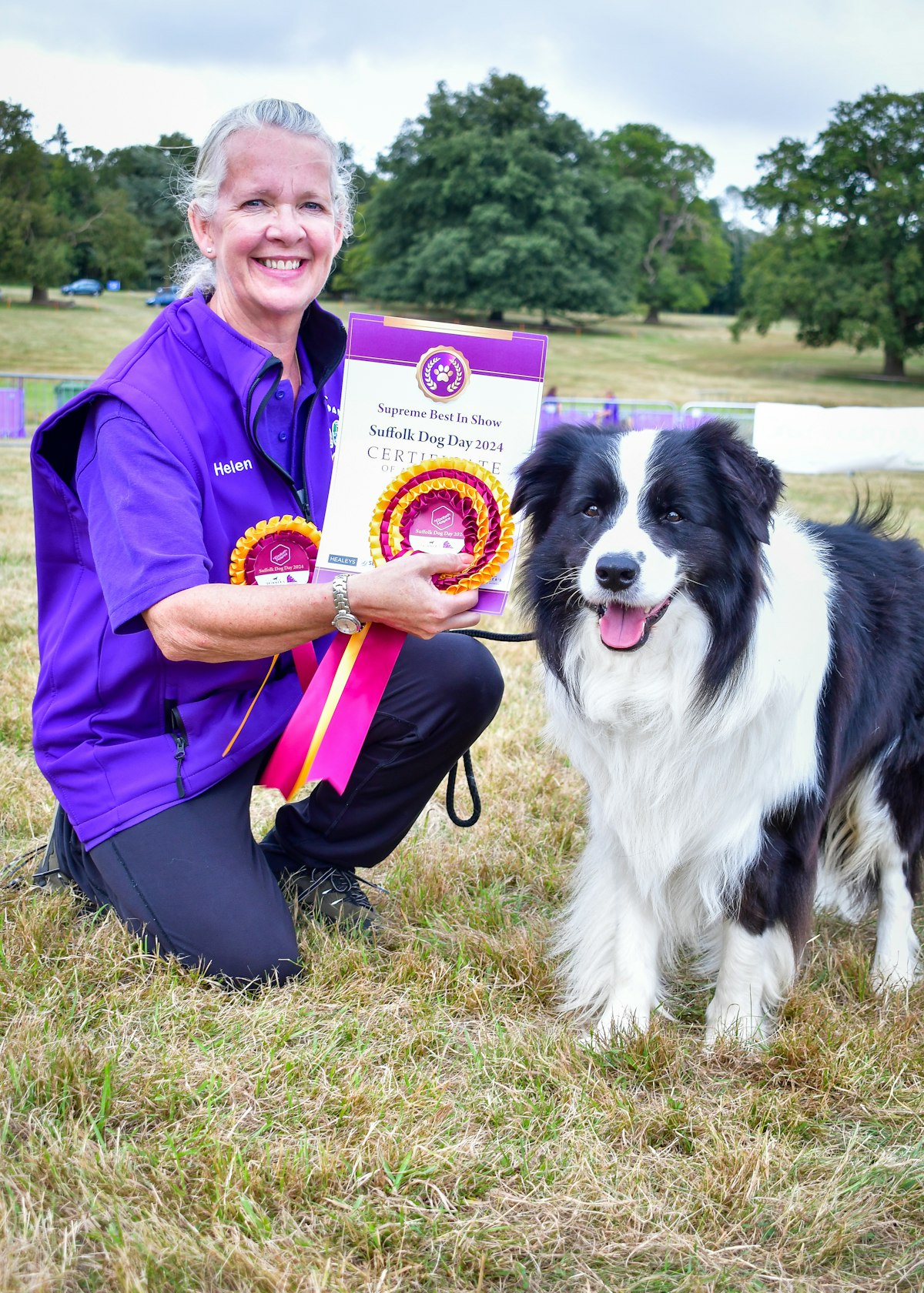 Winner of Supreme Best in Show, Helen Bone and Murphy, at the Suffolk Dog Day 2024
